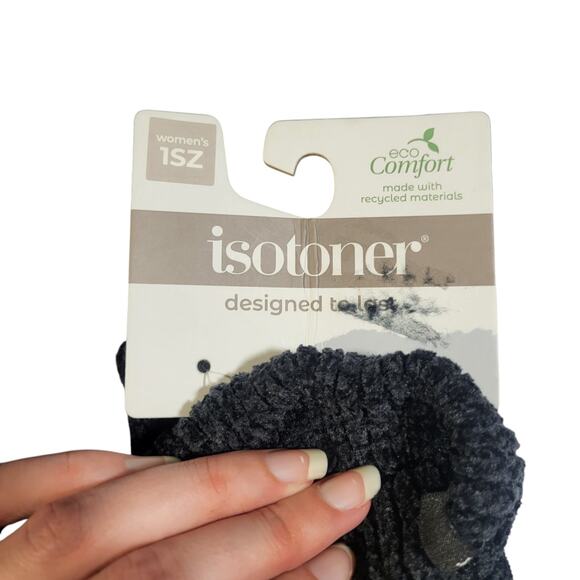NWT Isotoner eco comfort black velvet like gloves, one size - Picture 4 of 4